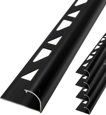 Produktbild von Dalsys 5x Fliesenschiene 2,5m x 12,5mm Viertelkreisprofil Aluminium (eloxiert) Schwarz, Rundprofil Halbrundprofil
