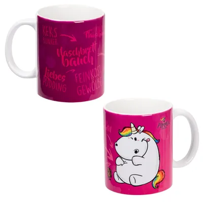 Produktbild von Pummel & Friends Tasse Pummeleinhorn - Naschbrettbauch Kaffeetasse Becher Kaffeebecher aus Keramik 320 ml