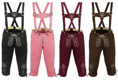 Produktbild von Damen Trachten Kniebundhose Jeans Hose kostüme mit Hosenträgern in der 4x Farben, Größe:36, Farbe:Schwarz