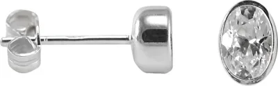 Produktbild von 925 Sterling Silber Ohrstecker mit ovalem Zirkonia Farbe - Transparent