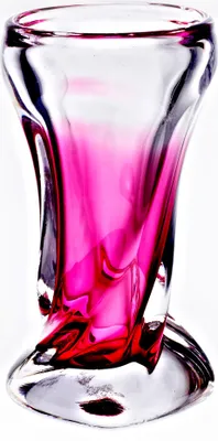 Produktbild von Vase gedreht "Pavel" (23cm), transparent/rot
