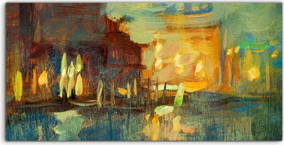 Produktbild von Coloray Acrylbild 120x60  Wandbild Acrylbilder Venedig Stadt Nacht Dorf Landschaft