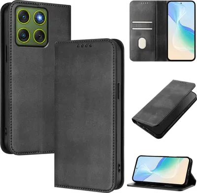 Immagine prodotto di Custodia per cellulare per Motorola Edge 70, vintage in pelle RFID protezione carta titolare stand funzione magnetica flip cover nero
