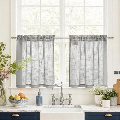 Produktbild von Set von 2 Küchengardinen 65Bx60H cm Grau