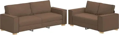 Produktbild von vidaXL 2-tlg. Sofagarnitur mit Kissen Braun Stoff