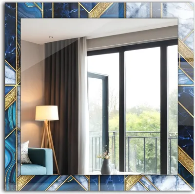 Produktbild von Bedruckter Spiegel - Wandspiegel - Dekorativer - Modern - 60x60 cm - Abstraktes Geometrisches Mosaik