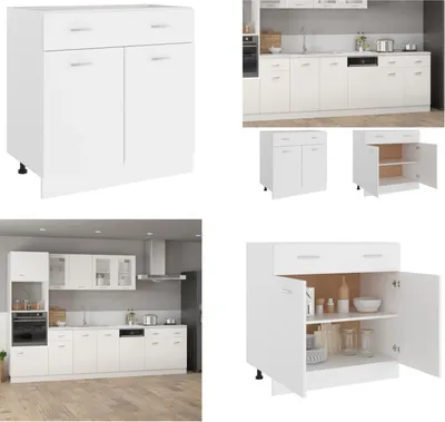 Produktbild von vidaXL Schubunterschrank Weiß 80x46x81,5 cm Holzwerkstoff - Schubunterschrank - Schubunterschränke - Küchenschrank - Küchenschränke