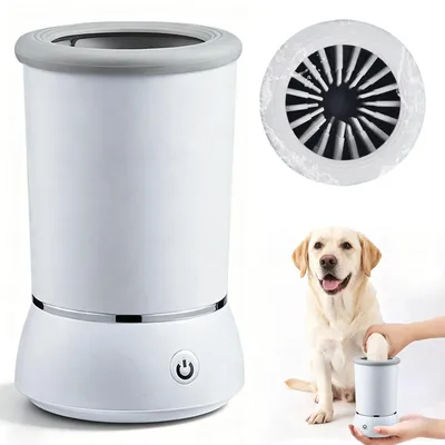 Produktbild von Automatischer Hundepfotenreiniger, Silikon Pfotenwascher Hunde, Pfotenreiniger für Hunde, Tragbarer Elektronischer Katzen Pfotenreiniger, 360° Katzen Pfotenwaschanlage für Massage (Weiß)