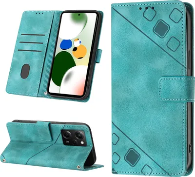 Produktbild von Hülle für XiaomiPoco X5 Pro /Redmi Note 12 Pro Speed Prägung Flip Leder Brieftasche Schutzhülle mit Ständer Grün
