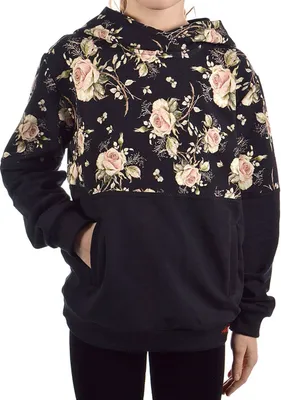 Produktbild von KMISSO Mädchen Pullover mit Kapuze Rosenmuster Schwarz 116