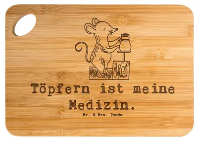 Produktbild von Mr. & Mrs. Panda holzschneidebrett Maus Töpfern - Transparent - Geschenk, Hackbrett, Töpferkurs, Frühstücksbrettchen, Holzbrett, Töpferei, Schneidebrett, vesperbrett