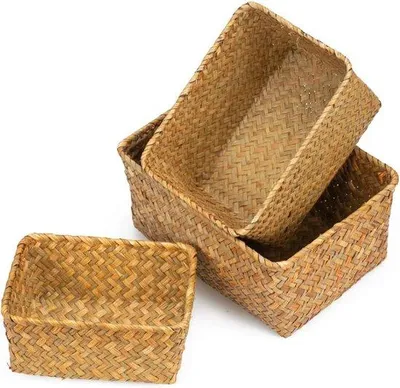 Image de Panier de rangement Famanu - Ensemble de 3 paniers tressés à la main en algue marine