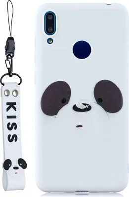 Produktbild von Für HUAWEI Y7 2019 Cute Coloured Painted TPU Anti-Scratch rutschfeste Schutzhülle Rückentasche mit Lanyard weiß