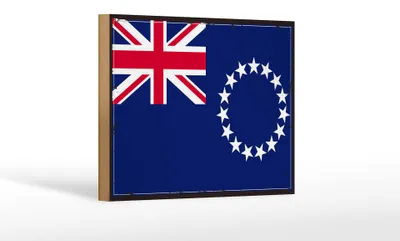 Produktbild von Holzschild Flagge Cookinseln 18x12cm Retro Cook Islands