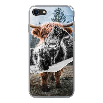 Produktbild von MuchoWow® Handyhülle Schutzhülle Hülle für iPhone SE 2020 Schottischer Highlander - Kuh - Tiere Silikon Softcase Handy Hülle - Kartenbesitzer