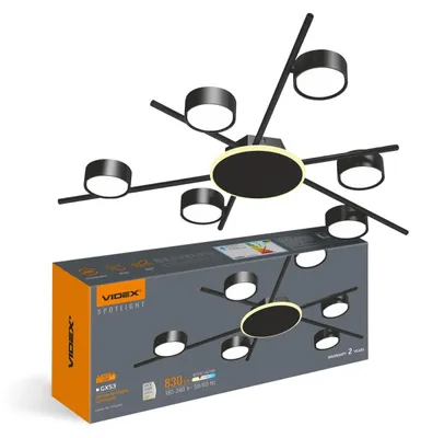 Zdjęcie produktu dla Lampa sufitowa spotGX53 czarna 6xGX53x30W aluminium wym:5x70x65cm IP20 Videx