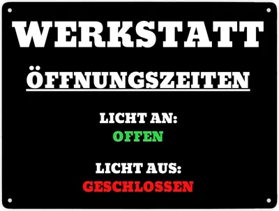 Produktbild von Werkstatt Öffnungszeiten Metallschild XXL in 28x38 cm