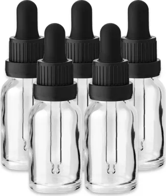 Produktbild von 5x Glasflasche Klar 15 ml mit Glaspipette Tropfer Kosmetikflaschen