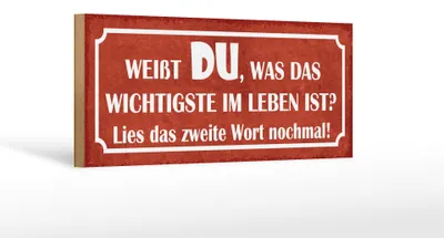 Produktbild von Holzschild Spruch 27x10cm weißt du was wichtigste im Leben