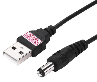 Produktbild von USB Kabel 5,5 Mm / 2,1 Mm 5 V DC-Hohlstecker-Stromkabel (Schwarz, 80 Cm) cable