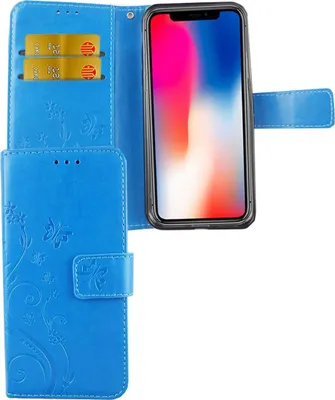 Produktbild von Schutz Hülle Blumen für Handy Apple iPhone X Blau