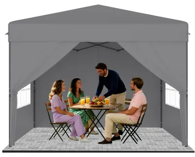 Image de Tente pop-up ACXIN 3 x 3 m, montage rapide à un bouton, tente pliable pour fêtes et jardin, imperméable et résistante aux UV, avec 4 parois latérales, sac de transport inclus – Argent