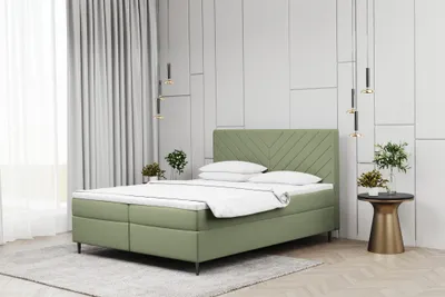 Produktbild von Boxspringbett Schlafzimmerbett BONITA 140x220cm in Stoff Matt Velvet Pistazie