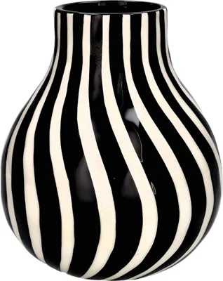 Produktbild von Gift Company Artisan Vase gestreift M schwarz/weiß 16,8cm