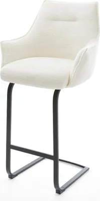 Immagine prodotto di DELIFE Sedia da bar Alja-Flex Bouclé Soft Beige Sedia a sbalzo Piatta Metallo Nero Molle insacchettate