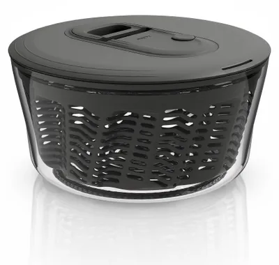 Salatschleuder, klein, 3,5 l, Zugseil, Stopptaste, grau