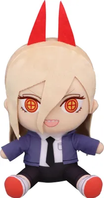 A plush toy of the character Power from Chainsaw Man, sitting down.