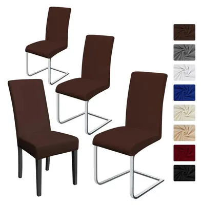 Obrázek produktu pro Potahy na židle, 4 kusy, elastické, hnědé, 95 % polyester/5 % Elastan, lze prát do 40 °C