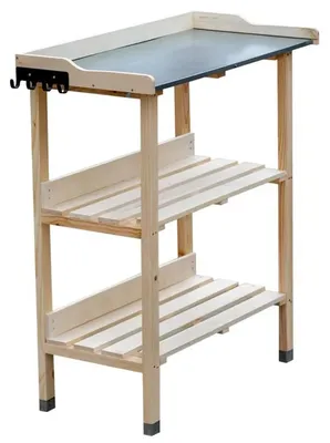 Produktbild von ITA Pflanztisch aus Holz 76x38x89 cm Natur - Mit verzinkter Arbeitsplatte und Ablageboden - Gärtnertisch - Qualität Direkt vom Hersteller - Outdoor & Indoor