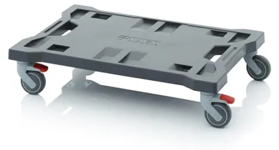 Produktbild von AUER Transportroller Rollbrett Toolbox 600 x 400 mm 250 kg Traglast grau ( TB TR 64 FE ) 4x Lenk-Räder 2x Feststeller