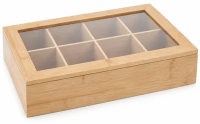 Image de Benza – Boîte de rangement pour tees en bambou – 8 compartiments – Couvercle transparent – 32 x 20 x 6,5 cm, Image générée par une IA