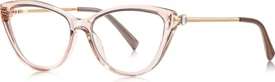 Productafbeelding van VeyRey dameszonnebril met cat-eye vorm, blokkeert blauw licht, model Abie, heldere glazen