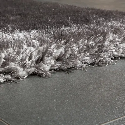 Produktbild von Edler Teppich Shaggy Hochflor Einfarbig Flauschig Glänzend In Grau Hellgrau Grösse 60x100 cm