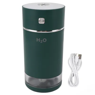 Image de Humidificateur à ultrasons 2 en 1 – Mini-diffuseur USB de 240 ml, portable, avec veilleuse LED, pour la voiture et la maison, vert