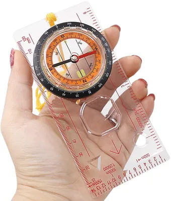 Produktbild von Kompass mit Lineal – Maßstabslineal – Kompass mit Kordel – Transparent – ​​Lupe – Multitool – Mit Kordel – CHPN