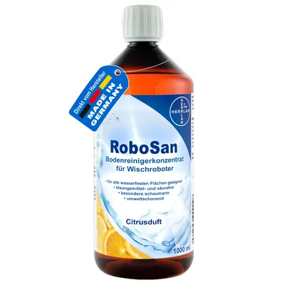 Produktbild von Wischroboter Bodenreiniger - Konzentrat 1000 ml RoboSan mit Citrus-Duft HERRLAN-Qualität