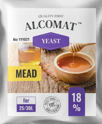 Produktbild von Honigweinhefe ALCOMAT Mead Yeast Alkohol Hefe | Hönigweinhefe | auf 30 Liter reguläres Gärungstempo bis 18%, 1 Stück