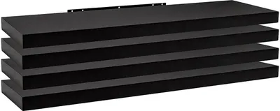 Produktbild von WOLTU 4er-Set Wandregal Wandboard Bücherregal Regale für Deko Wandablagen aus MDF Hängeregal Schwarz 100x23x3,8 cm