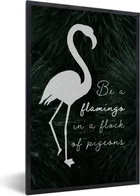 Produktbild von MuchoWow® MuchoWow® Gerahmtes Poster Zitat - Gras - Flamingo 40x60 cm - Poster mit zchwarzem Bilderrahmen - Papierdruck - Wandbilder