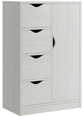 Produktbild von Wohnzimmerschrank mit 4 Schubladen, 1 Tš¹r und Einlegeboden, Mehrzweck-Aufbewahrungseinheit, 54 x 29 x 83 cm, Wei?