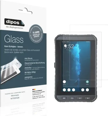 Produktbild von 2x Schutzfolie für Winmate M700DQ8 matt - Anti-Shock 9H Folie dipos Glass Kunststoffglas