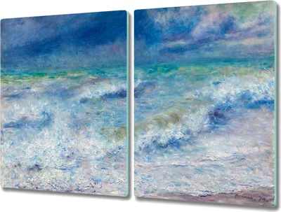 Produktbild von Coloray Herdabdeckplatte 2x40x52 cm Schneidebrett Kochplattenabdeckung Küchenbrett Hackbrett - Meereswellen Himmel