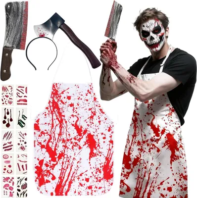 Imagen del producto de Traje de carnicero, delantal de terror, talla única, ideal para fiestas de Halloween