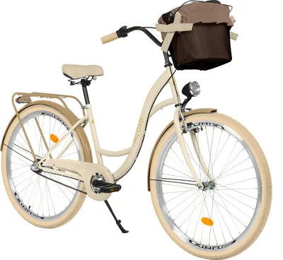 Produktbild von Milord Komfort Fahrrad Mit Korb Damenfahrrad, 26 Zoll, Creme-Braun, 3 Gang Shimano