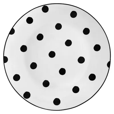 Zdjęcie produktu dla Clayre & Eef talerz obiadowy Ø 26 cm biała czarna porcelana w kropki