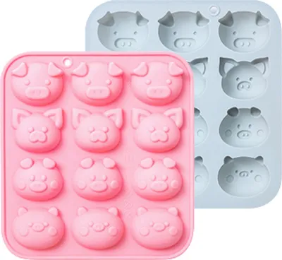 Obrázek produktu pro CANDeal Piggy Čokoládová silikonová forma, 2 balení 12 prasečích obličejů Emotikony Prasátko Cukrovinky Formy na želé, fondán, cukrovinky, Keto Fat Bombs, pryskyřice